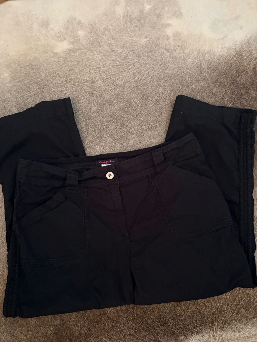 fresh produce Wide leg Capris Black Cotton Stretch Safari M